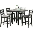 thumbnail image 3 of Contemporary 5pc Counter Height Dining In Gray, Square Table With Shelves & Chairs , Gray Cushion Seat Back, 3 of 7