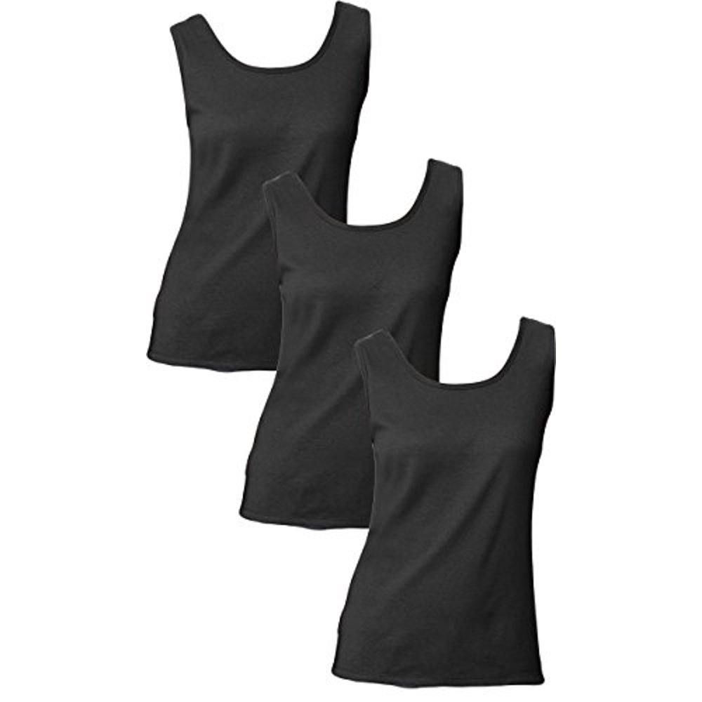 Hanes Hanes Women`s MiniRibbed Cotton Tank Set of 3 L, Black Pack of