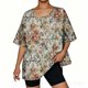 thumbnail image 4 of Mujeres 3/4 Manga Tops Y Blusas de Impresión Suelta Camisa Cortada, Casual Cuello Redondo Blusa para la Primavera Y el Verano, 4 of 5