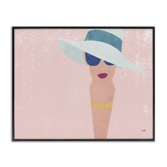 Stupell Industries Contemporary Pink Pastel Female Portrait Black Framed Giclee Art, 20 x 16, by Moira Hershey