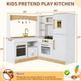 thumbnail image 4 of Pirecart Corner Play Kitchen for Kids with Sound & Light Wooden Toddler Kitchen Playset with Refrigerator, Stove, Disinfection Locker, Water Dispenser, Sink, White, 4 of 8