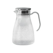 Mecorevxz Hammered-patterned Steel Lid Glass Pitcher, 1.5 Liter Water Pitcher with Lid,Iced Tea Pitcher for Fridge,Carafe With Lid, Glass Water Jug For Juice, Milk, Cold Or Hot Beverages(Clear)