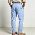 thumbnail image 4 of Uwinwear Mens Linen Beach Pants Casual Summer Stylish Straight Leg Trousers Lightweight Loose Fit Travel Pants With Pockets,Light Blue,XL, 4 of 7