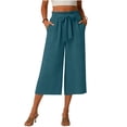 thumbnail image 2 of Capri Pants for Women Petite Wide Leg Summer Capris Pant Palazzo Loose Fit Casual Trousers with Pockets 2026 Trendy Dark Green S, 2 of 6