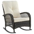 thumbnail image 1 of Manhattan Comfort Furttuo Steel Rattan Outdoor Rocking Chair with Cushions in Cream, 1 of 3