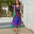 thumbnail image 3 of Peace And Love Flowers And Stars Hippie Design Womens Night Club Maxi Dress V Neck Sleeveless Bohemia Long Dresses, 3 of 9