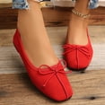 thumbnail image 5 of Abomasnow Womens Flock Bow Decor Square Toe Slip‑On Ballet Flat Shoes Casual Lightweight Going Out Shoes, 5 of 9