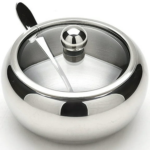 Mayer & Boch Round Sugar Bowl With Glass Lid And Spoon 15 oz