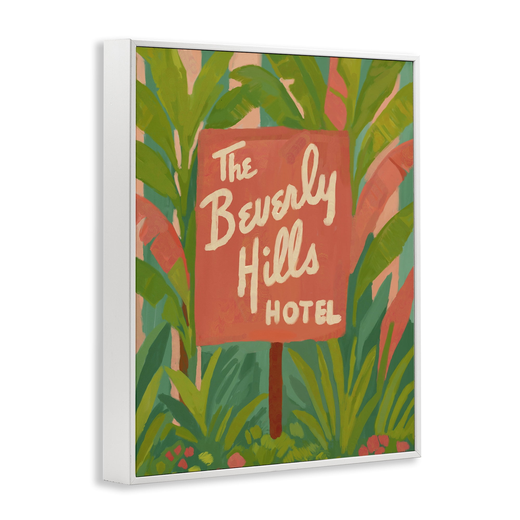 Stupell Industries Tropical Beverly Hills Hotel White Framed Giclee Art, design by Amelia Noyes