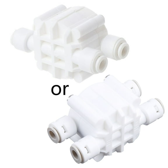 4 Way 1/4 Port Auto Shut Off Valve with Quick-Connect Fittings for RO Reverse Osmosis Water Filter System Durable