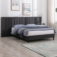 thumbnail image 3 of ZAFLY King Bed Frame with Oversized Headboard | Velvet Tufted Adjustable Height Furniture | High Upholstered Platform Bed Frame (King Size, Dark Grey), 3 of 9