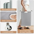 thumbnail image 4 of 5 Section Laundry Sorter, 5 Bins Rolling Separator Laundry Basket, Dirty Clothes Hamper Divider with Heavy Duty Rolling Lockable Wheels, Large Clothes Organizer Cart, Gray, 4 of 7