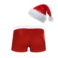 thumbnail image 2 of CHICTRY Ensemble de Noël pour Hommes Tenues de Père Noël 2 Pcs Boxeurs Rouges Shorts de Vacances avec Chapeau Rouge TTG, 2 of 7