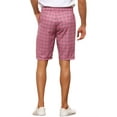 thumbnail image 3 of INSPIRE CHIC Men's Shorts Plaid Pattern Straight Fit Comfort Flat Front Checked Shorts 30 Pink, 3 of 6