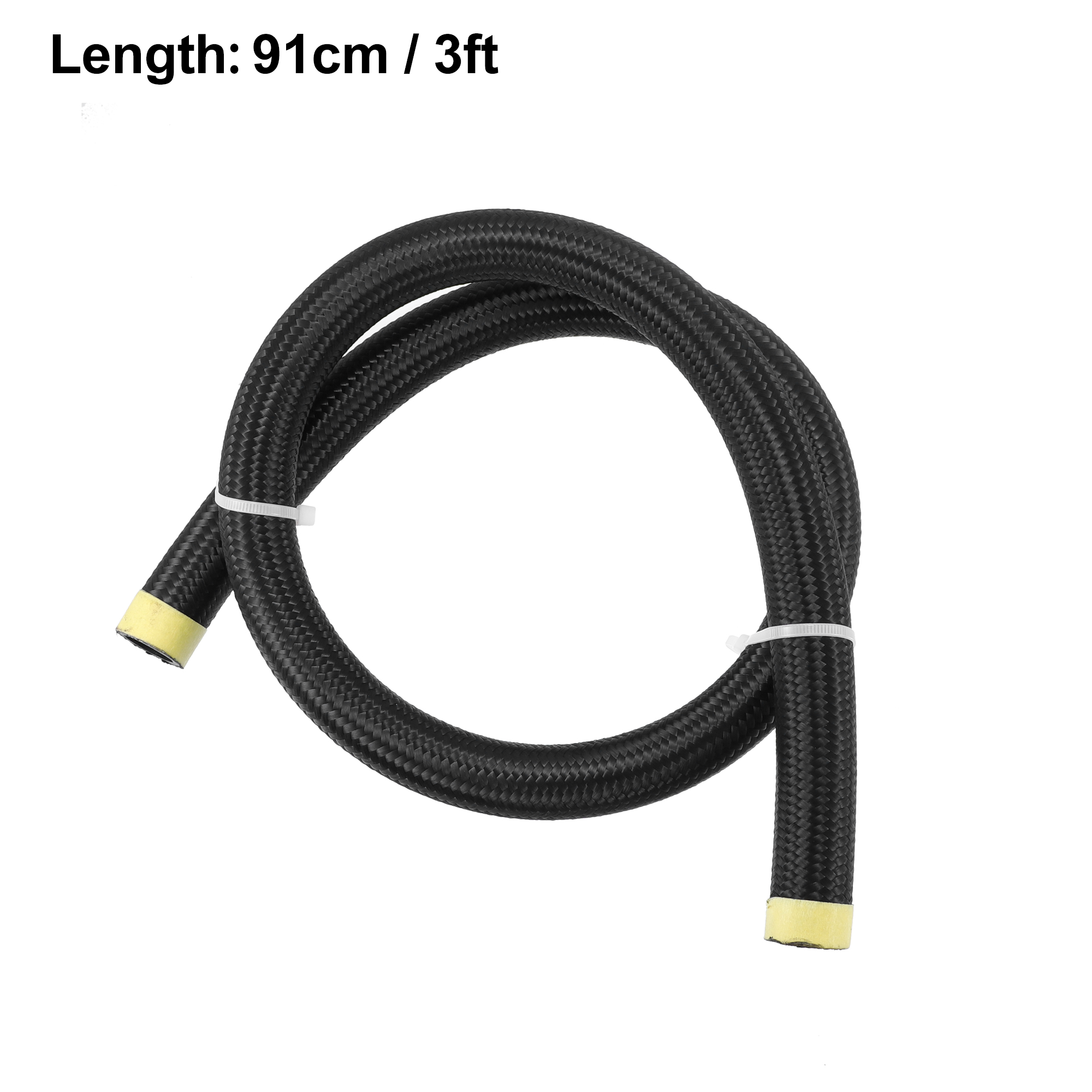 Unique Bargains 3ft 12AN Fuel Hose AN12 Universal Car Braided Nylon Stainless Steel CPE Oil Fuel Gas Line Hose Black
