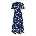 thumbnail image 4 of Viikei Women's High-Low Short Sleeve Dress,Women's Printing Casual Short Sleeve Crewneck Dress Flowy Tiered Maxi Beach Dress with Pockets Navy M, 4 of 6