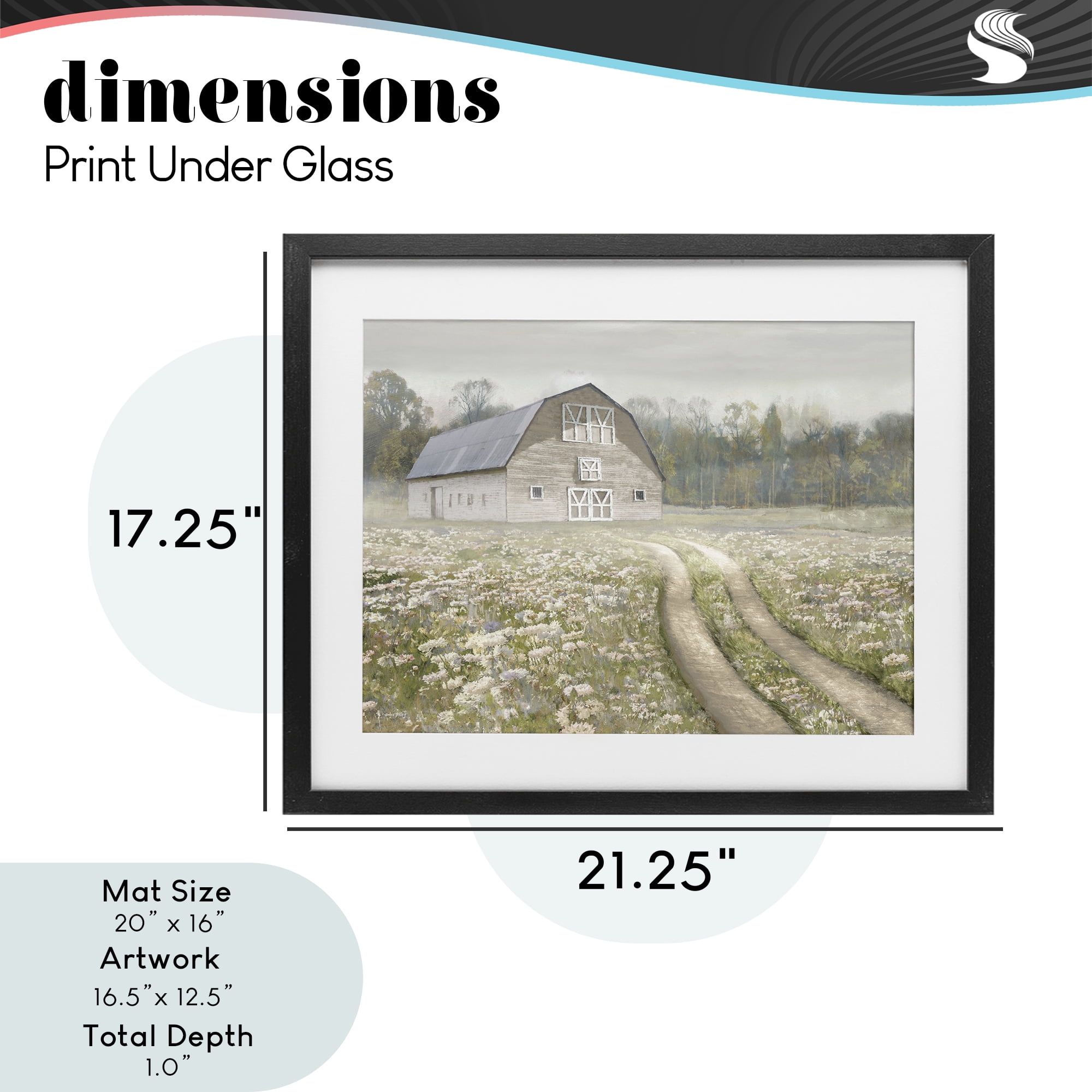 Stupell Industries Wildflower Delight Barn Black Framed Print Under Glass, design by Amber Sterling