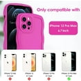 thumbnail image 6 of Case for iPhone 12 Pro Max Case Wave, Curly Frame Design for Women Girls, Cute Wavy Solid Color Aesthetic Phone Case Soft Flexible TPU Shockproof Full-Body Protective Case Cover 6.7" - Rose Red, 6 of 12