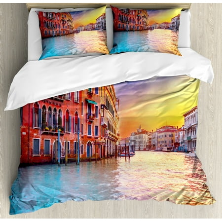 Italian Duvet Cover Set European Magical Venice Canal With