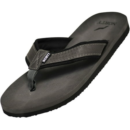 

NORTY Mens Flip Flops Adult Male Beach Thong Sandals Grey Black