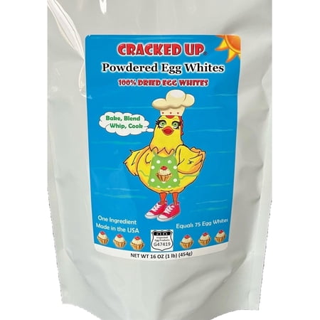 Cracked Up 1 lb (16oz) Cage- Egg White Powder. Use for Baking, Desserts, Breakfast Recipes, or Protein Shakes.