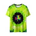 thumbnail image 7 of Ounisa Funny World Women's Holiday Bows Four Leaf Clover Graphic Short Sleeve Novelty Party Costume Top, 7 of 7