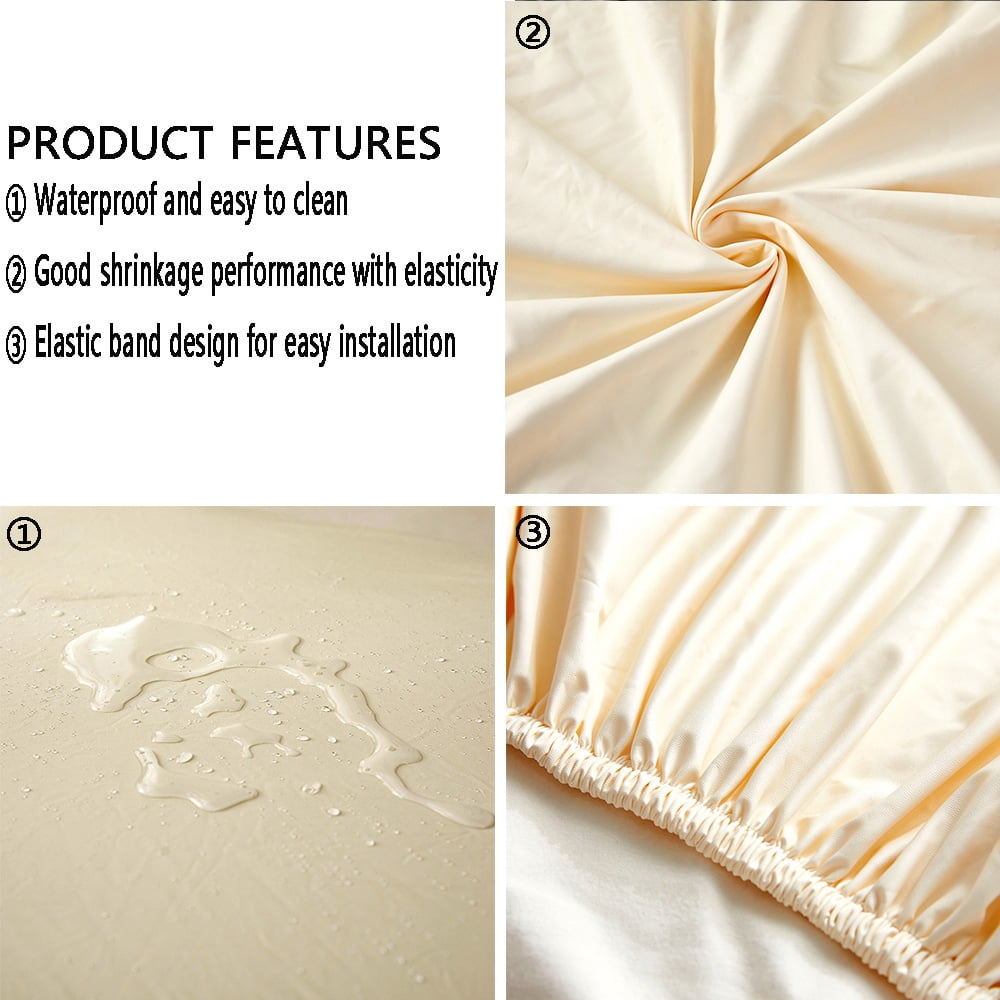 Shukii PU Waterproof Couch Cushion Covers Sofa Seat Covers Stretch Sofa Slip Covers Combination Sofa Cover Couch Sofa Covers For Pets With Elastic Bottom 2 Cushion Loveseat,Beige