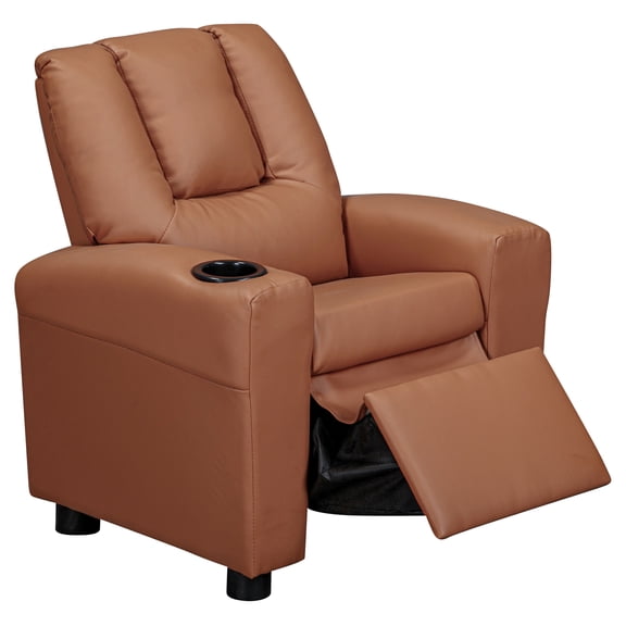 Olive & Opie Chase Kids Recliner in Vegan Leather Chestnut