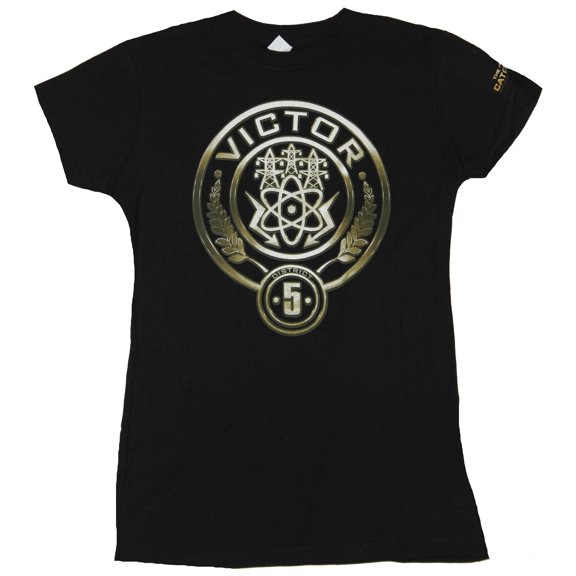 Hunger Games Juniors Girls T-Shirt - District 5 Victor Power Molecule Logo (X-Large)