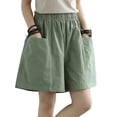 thumbnail image 2 of sunsanly High Waist Elastic Waistband Pockets Women Shorts Summer Straight Wide Leg Casual Shorts Streetwear, 2 of 8