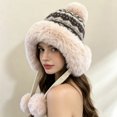 thumbnail image 6 of SYMOID Womens Faux Faux Fur Trapper Hat with Fair Isle Knit and Pom Poms, Khaki, One Size Hats,Size Free Size, 6 of 6