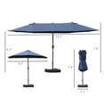 thumbnail image 6 of Outsunny Patio Umbrella 15' Steel Rectangular Outdoor Double Sided Market with base, Sun Protection & Easy Crank for Deck Pool Patio, Dark Blue, 6 of 8