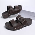 thumbnail image 6 of Platform Sandals for Women Retro Gothic Studded Buckle Strap Arch Support Slippers Summer Open Toe Slip on Slides Brown Size 8, 6 of 9