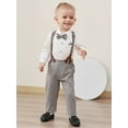 thumbnail image 3 of Baby Boy Clothes Suits 3-24 Months Gentleman Outfit Dress Romper Beret Hat Suspender Pants Tie Set, 3 of 14