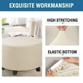 thumbnail image 4 of Stretch Ottoman Slipcover – Round Furniture Protector Fits 20" - 23" Dia, for Footrests, Storage Ottomans & Folding Stools – Elastic Fabric Cover (Natural, Medium), 4 of 8