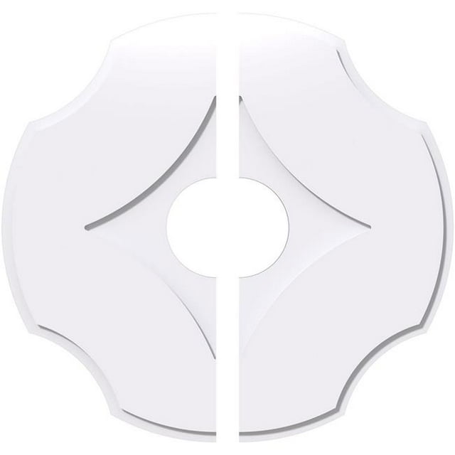 Ekena Millwork CMP22PL2-05000 22 in. OD x 5 in. ID Carré Percival Architectural Grade Médaillon de Plafond Contemporain PVC - 2 Pièces