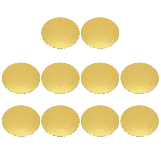 10 Pcs Pastilles à Gâteau Rondes Dorées Planche à Gâteau Créative Pastilles à Gâteau Délicates