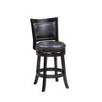 Kingfisher Lane 25.75" Wood & Faux Leather Swivel Counter Stool in Black
