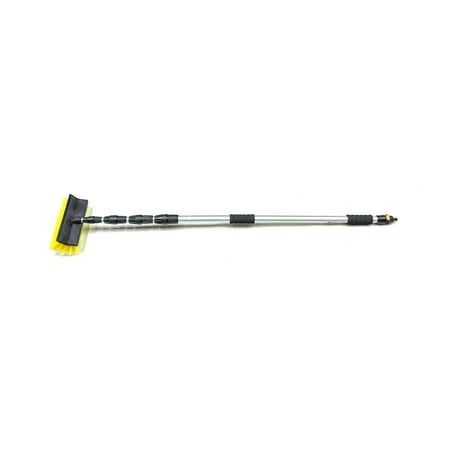 Hi-Tech 17 Foot Water Fed Extendable Telescopic Window Cleaning Pole Brush with Built in Squeegee Blade