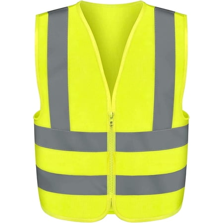 NEIKO Safety Vest, High Visibility Vest with Reflective Strips, Neon Yellow Vest, Zipper Front, Reflective Vest for Men and Women, Work Vest, Security Vest and Hi Vis (XX-Large for Adults, 53943A)