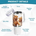 thumbnail image 4 of SKYSONIC Insulated Tumblers with Lids and Straws Handles 40oz Water Bottle Bear Cartoon Travel Mug Reusable Stainless Steel Thermos Vacuum, 4 of 7