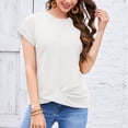 thumbnail image 2 of Timegard Womens Tops V Neck Short Sleeve Loose Blouse Summer Solid Color Casual Comfy Tops Basic Tee, 2 of 5