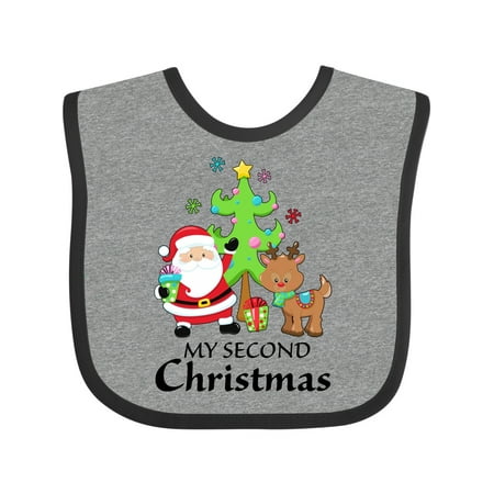 

Inktastic My 2nd Christmas with Santa Reindeer and Tree Gift Baby Boy or Baby Girl Bib