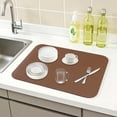 thumbnail image 2 of Large Diatomaceous Stone Dish Drying Mat, Quick Dry Coffee Bar Mats for Countertop, Dishes, Cups, and Utensils Brown 15.7*11.8 inch, 2 of 7