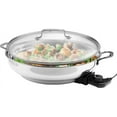 thumbnail image 4 of Electric Skillet - 18/10 Stainless Steel Frying Pan with Tempered Glass Lid and Handles, 16" Round, Adjustable Temperature Control Knob, Portable and Includes Recipe Guide, Great for Parties, 4 of 6