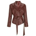 thumbnail image 7 of jtjvou Faux Leather Jacket Women Vintage Style Motorcycle Long Sleeve Waist Belt Leather Jacket Women 2025 Wine XL, 7 of 7