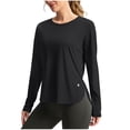 thumbnail image 2 of TaTaai Ladies Casual Solid Color Crew Neck Long Sleeve Fashion Pullover Top Comfortable Loose Blouse for Daily Office Street Wear Soft Breathable Stylish Shirt Gift, 2 of 3