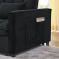 thumbnail image 5 of 3 in 1 Convertible Sofa Bed,Pull Out Couch Velvet Sleeper Sofa with 3-Position Adjustable Backrest,2-Seater Sectional Sofa with 2 Pillows & Two Side Pockets for Living Room, Apartment,Black, 5 of 7