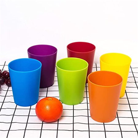 Set of 12 Kids Plastic Cups Children Drinking Cups Tumblers Reusable Dishwasher Safe BPA Free Cups for Kids & Toddlers Bright Colored Unbreakable Toddler Cups