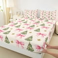 thumbnail image 3 of jejeloiu Cute Bowtie Ribbon Twin Sheet Sets,Chic Xmas Tree Twin Fitted Sheet,Happy New Year Flat Sheet For Girl,Luxury Bedroom Decor,3pcs, 3 of 7